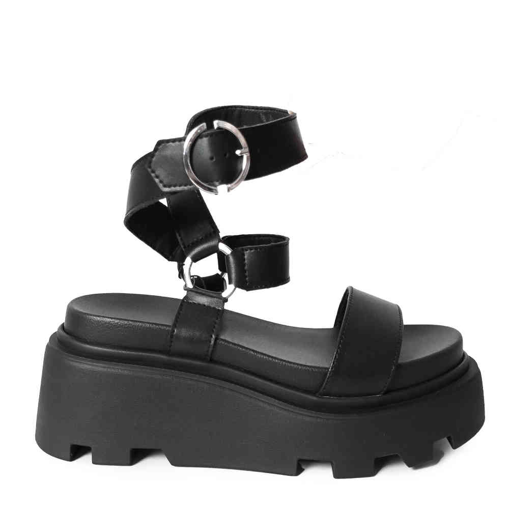 Altercore - Marilla Vegan Plateau Sandaal - Zwart